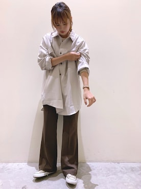 「niko and...（ニコアンド）のウーリッシュフラノCPOシャツ（シャツ/ブラウス）」を使った、m i oさん（レディース・160cm）の秋コーディネート