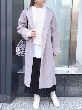 「黒スカート」｜「アイテム（その他アウター）」を使った、○Saya○さん（レディース・158cm）の冬コーディネート