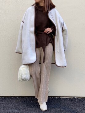 「ブラウンニット」｜「アイテム（ジャケット/アウター）」を使った、○Saya○さん（レディース・158cm）の冬コーディネート