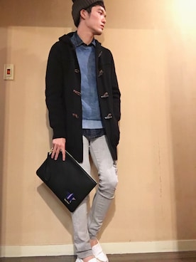 「新年一発目」｜「アイテム（ダッフルコート）」を使った、yusukeさん（メンズ・178cm）の冬コーディネート