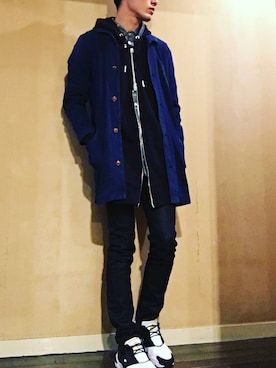 「DIESEL（ディーゼル）のアイテム（Hoodies、ブラック系）」を使った、yusukeさん（メンズ・178cm）の冬コーディネート