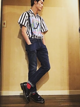 「DIESEL（ディーゼル）のアイテム（Shirts、ホワイト系）」を使った、yusukeさん（メンズ・178cm）の春コーディネート