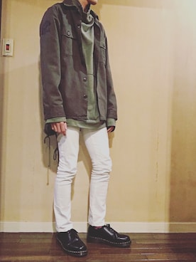「HUF（ハフ）のアイテム（ミリタリージャケット）」を使った、yusukeさん（メンズ・178cm）の春コーディネート