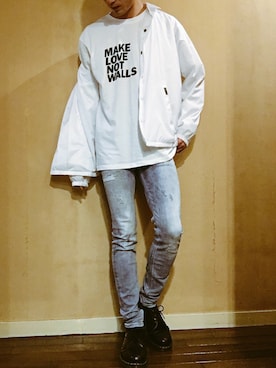 「HUF（ハフ）のアイテム（ナイロンジャケット）」を使った、yusukeさん（メンズ・178cm）の春コーディネート