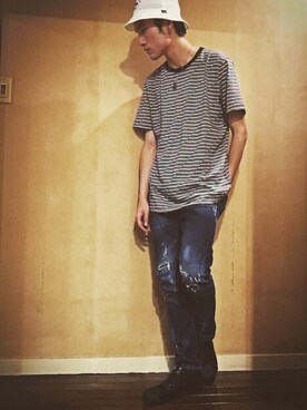 「DIESEL（ディーゼル）のアイテム（T Shirts、グリーン系）」を使った、yusukeさん（メンズ・178cm）の夏コーディネート