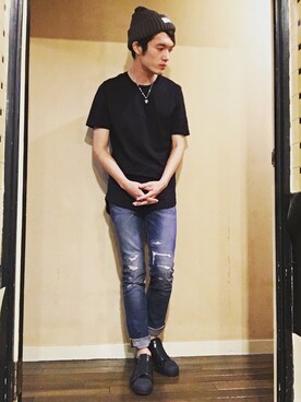 「HUMAN MADE（ヒューマンメード）のアイテム（ニットキャップ/ビーニー）」を使った、yusukeさん（メンズ・178cm）の夏コーディネート