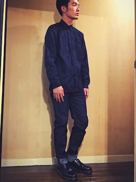「DIESEL（ディーゼル）の00S3170KAPS（Shirts、ブルー系）」を使った、yusukeさん（メンズ・178cm）の秋コーディネート