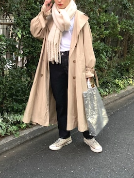 「アイテム（マフラー）」を使った、りっぴーさん（レディース・154cm）の秋コーディネート