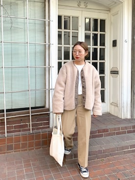 「DHOLIC（ディーホリック）のアイテム（その他アウター）」を使った、りっぴーさん（レディース・154cm）の冬コーディネート