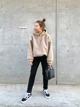 「アイテム（パーカー）」を使った、りっぴーさん（レディース・154cm）の冬コーディネート