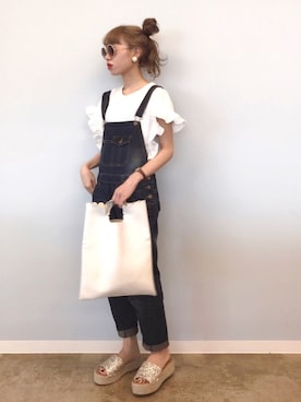 「URBAN RESEARCH Sonny Label（アーバンリサーチサニーレーベル）のアイテム（サロペット/オーバーオール）」を使った、りっぴーさん（レディース・154cm）の春コーディネート
