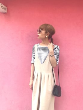 「Another Edition（アナザーエディション）のアイテム（オールインワン・サロペット）」を使った、りっぴーさん（レディース・154cm）の夏コーディネート