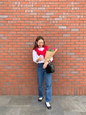 「flower（フラワー）のアイテム（パンツ）」を使った、りっぴーさん（レディース・154cm）の春コーディネート
