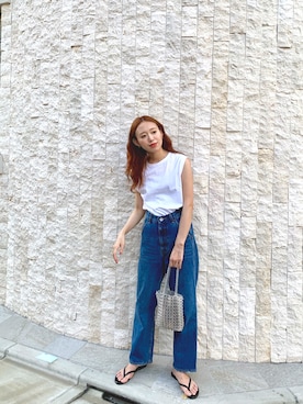 「flower（フラワー）のアイテム（パンツ）」を使った、りっぴーさん（レディース・154cm）の夏コーディネート