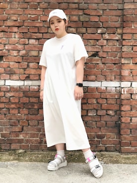 「ぽっちゃり、夏」｜「アイテム（ワンピース/ドレス）」を使った、キサキさん（レディース・163cm）の夏コーディネート