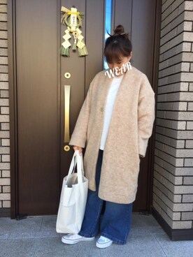 「MERLOT（メルロー）のアイテム（その他アウター）」を使った、Jun*さん（レディース・157cm）の冬コーディネート