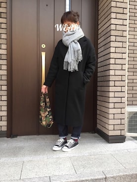 「ローリーズファーム(LOWRYS FARM)」｜「アイテム（チェスターコート）」を使った、Jun*さん（レディース・157cm）の冬コーディネート