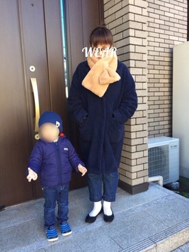 「DOUBLE NAME（ダブルネーム）のアイテム（その他アウター）」を使った、Jun*さん（レディース・157cm）の冬コーディネート