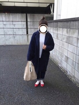 「DOUBLE NAME（ダブルネーム）のアイテム（その他アウター）」を使った、Jun*さん（レディース・157cm）の冬コーディネート