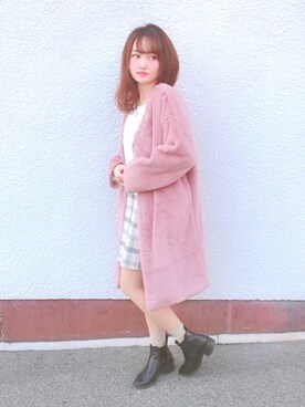 「ピンクコート」｜「アイテム（その他アウター）」を使った、なおぷーさん（レディース・157cm）の秋コーディネート