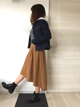 「PRIVATE LABEL（プライベートレーベル）のアイテム（トップス）」を使った、𝔸𝕐 𝕞𝕠𝕞さん（レディース・151cm）の春コーディネート