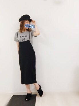 「LEPSIM（レプシィム）のマリンキャスケット　735142（キャスケット）」を使った、𝔸𝕐 𝕞𝕠𝕞さん（レディース・151cm）の夏コーディネート