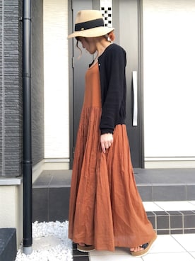 「passage mignon/flaneur（パサージュミニョンフラヌール）のアイテム（帽子）」を使った、𝔸𝕐 𝕞𝕠𝕞さん（レディース・151cm）の春コーディネート
