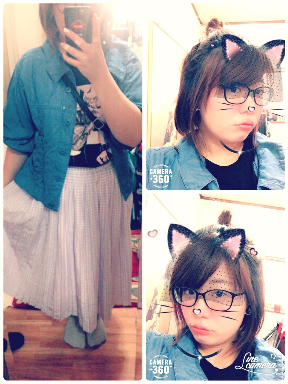 「w closetのアイテム（シャツ/ブラウス、ブルー系）」を使った、ゆかちさん（レディース・153cm）の夏コーディネートの1枚目の写真