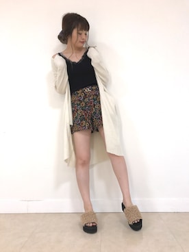 「ニットキャミソール」｜「アイテム（その他）」を使った、あっちゃんさん（レディース・155cm）の夏コーディネート