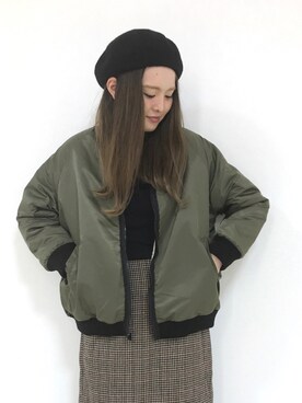 「archives（アルシーヴ）のアイテム（ブルゾン）」を使った、あっちゃんさん（レディース・155cm）の秋コーディネート