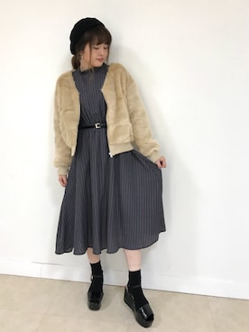 「archives（アルシーヴ）のアイテム（ダウンジャケット/コート）」を使った、あっちゃんさん（レディース・155cm）の秋コーディネート