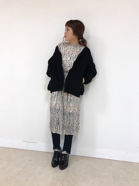「archives（アルシーヴ）のアイテム（ブルゾン）」を使った、あっちゃんさん（レディース・155cm）の冬コーディネート