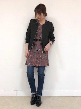 「archives（アルシーヴ）のアイテム（ブルゾン）」を使った、あっちゃんさん（レディース・155cm）の冬コーディネート