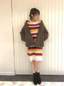 「archives（アルシーヴ）のアイテム（ブルゾン）」を使った、あっちゃんさん（レディース・156cm）の秋コーディネート
