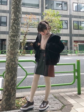 「archives（アルシーヴ）のアイテム（ブルゾン）」を使った、あっちゃんさん（レディース・156cm）の冬コーディネート