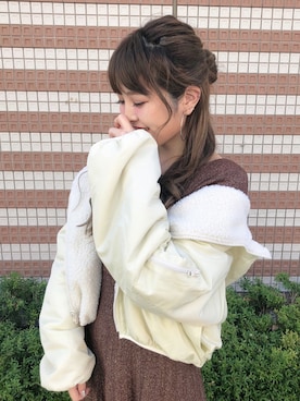 「archives（アルシーヴ）のアイテム（ブルゾン）」を使った、あっちゃんさん（レディース・156cm）の冬コーディネート