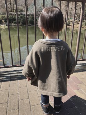 「no brand（ノーブランド）のアイテム（スウェット）」を使った、muuuさん（キッズ・80cm）の春コーディネート
