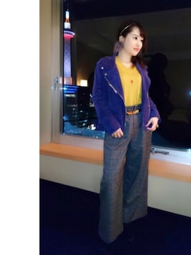「ベルイエロー」｜「アイテム（ジャケット/アウター）」を使った、YURIさん（レディース・160cm）の春コーディネート