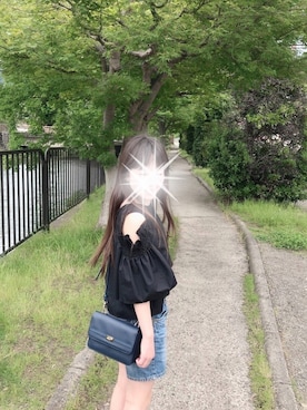 「no brand（ノーブランド）のアイテム（ショルダーバッグ、ブルー系）」を使った、saku＊さん（キッズ）の夏コーディネート
