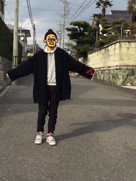 「ウールパンツ」｜「アイテム（ノーカラージャケット）」を使った、TAKEさん（メンズ・170cm）の冬コーディネート