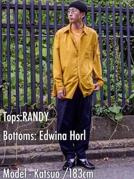 「RANDYのアイテム（シャツ/ブラウス、イエロー系）」を使った、K.T.Oさん（メンズ・183cm）の夏コーディネート