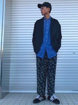 「Dulcamara（ドゥルカマラ）の2019春夏　よそいきオーバージャケット（テーラードジャケット、ブラック系）」を使った、K.T.Oさん（メンズ・183cm）の秋コーディネート