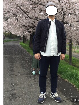 「花見」｜「アイテム（ニットキャップ/ビーニー）」を使った、HaruFumiさん（メンズ・170cm）の春コーディネート