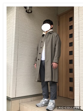 「orcival」｜「アイテム（ステンカラーコート）」を使った、HaruFumiさん（メンズ・170cm）の秋コーディネート