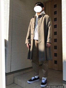 「orcival」｜「アイテム（ステンカラーコート）」を使った、HaruFumiさん（メンズ・170cm）の冬コーディネート