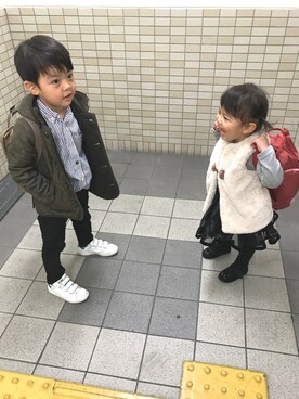 「アイテム（スカート）」を使った、me-☆i-さん（キッズ・100cm）の秋コーディネート