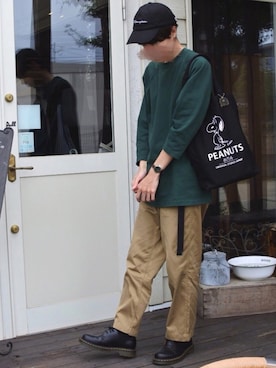 「マーチン」｜「アイテム（アナログ腕時計）」を使った、おかもさん（メンズ・174cm）の夏コーディネート