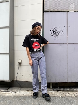 「おとなコーデ」｜「アイテム（ハンチング/ベレー帽）」を使った、和田 梨加さん（レディース・158cm）の夏コーディネート