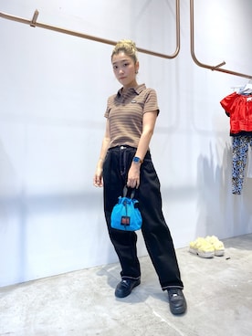 「X-girl（エックスガール）のWIDE TAPERED PANTS（その他パンツ）」を使った、和田 梨加さん（レディース・158cm）の春コーディネート