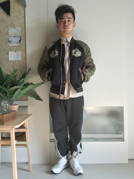 「working style」｜「アイテム（ミリタリージャケット）」を使った、林宜弘さん（メンズ・165cm）の春コーディネート